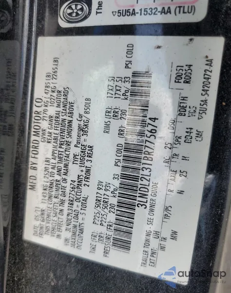 2011 Lincoln Mkz Hybrid from USA, damaged, VIN 3LNDL2L3LBR775674